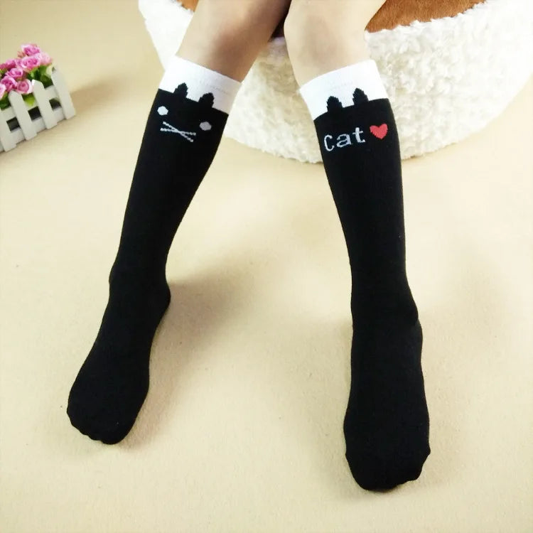 Girls Kids Knee High Socks Cotton Children Tube Stripe Socks Girls Animal Boot Socks for Kids Leg Warmer Long Cute Cat Brand