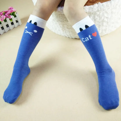 Girls Kids Knee High Socks Cotton Children Tube Stripe Socks Girls Animal Boot Socks for Kids Leg Warmer Long Cute Cat Brand